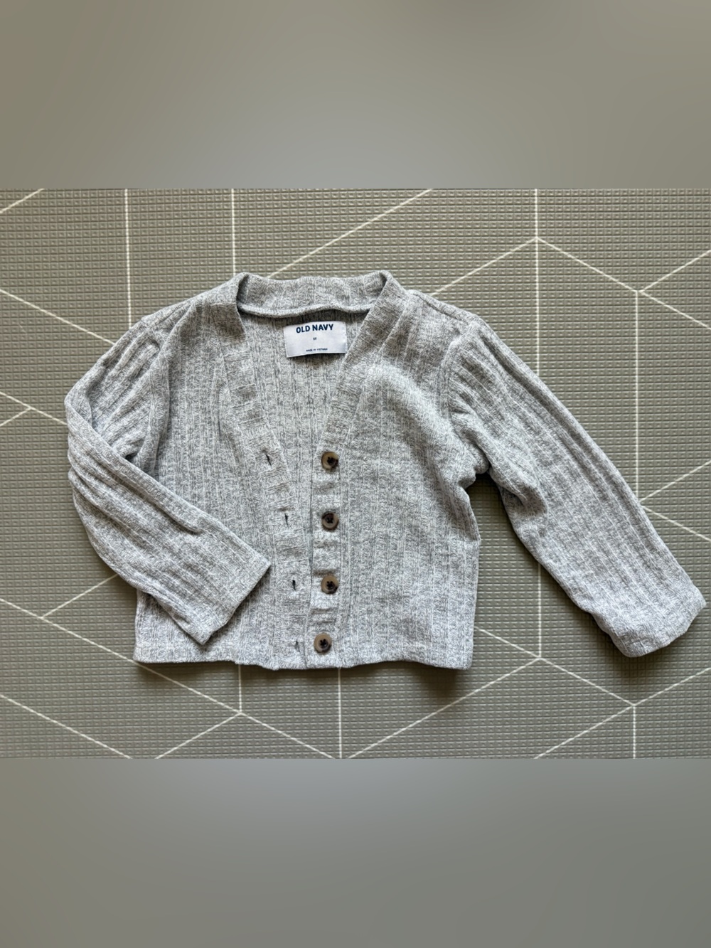 Old Navy Light Gray Ribbed Button Cardigan
